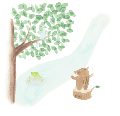 サラサラ、ゲコゲコ、ホーホケキョ
